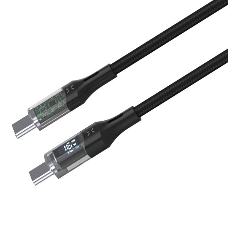 Fast LED-skjerm PD 100W USB-C til USB-C-kabel - 1,2 m - Svart