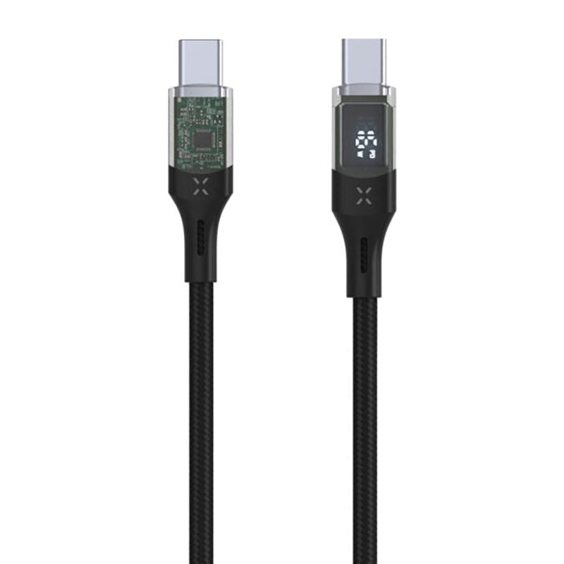 Fast LED-skjerm PD 100W USB-C til USB-C-kabel - 2m - Svart