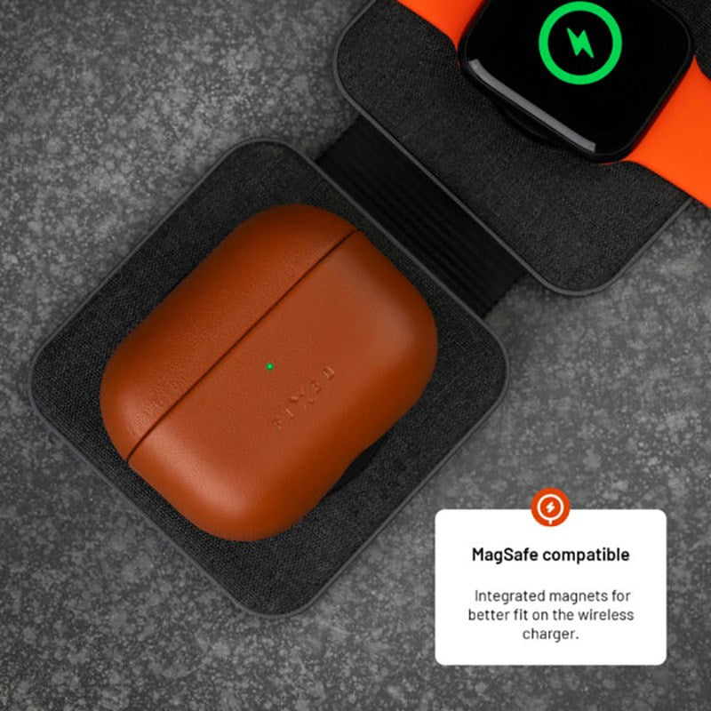 Faste AirPods Pro (2. generasjon) ekte lærveske - brun