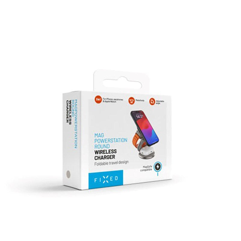 Fast MagFlex Round 3-i-1 sammenleggbar trådløs lader - MagSafe-kompatibel - Titanium