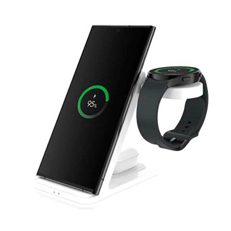 Fast trådløs 3-i-1 ladestasjon for Samsung - Hvit