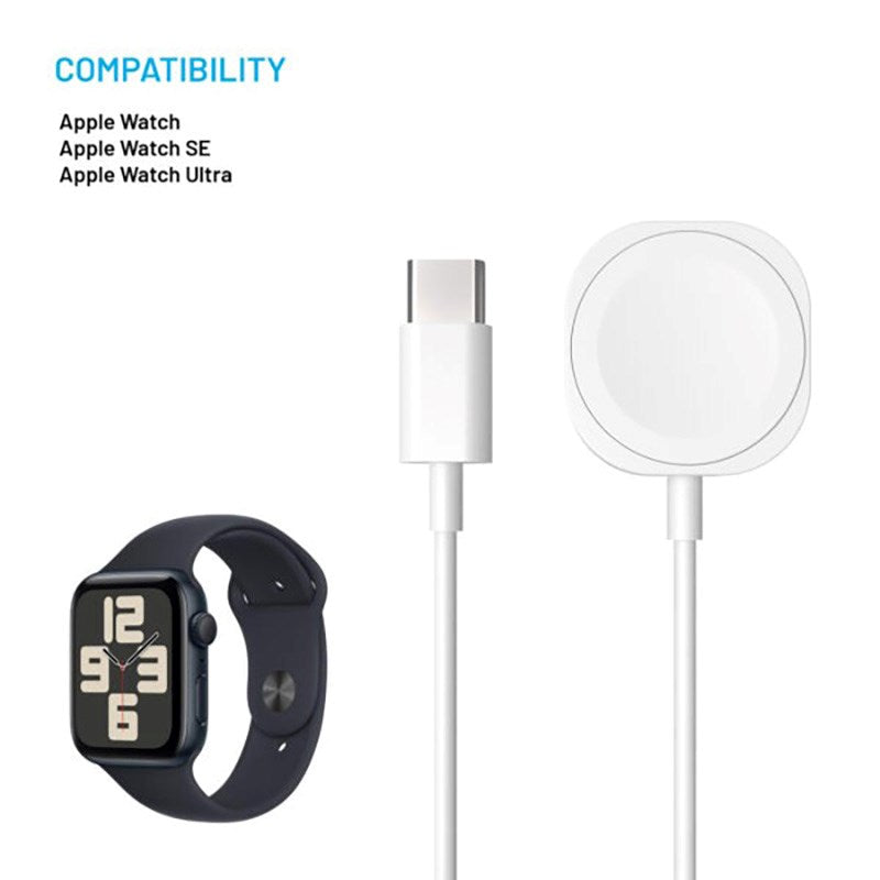 Fast Apple Watch-lader (2,5W) m. USB-C - 1m - Hvit