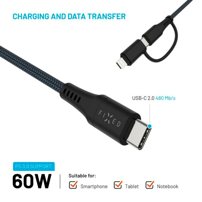 Fixed - 60W USB-C til Lightning Kabel - 1.2m - Sort
