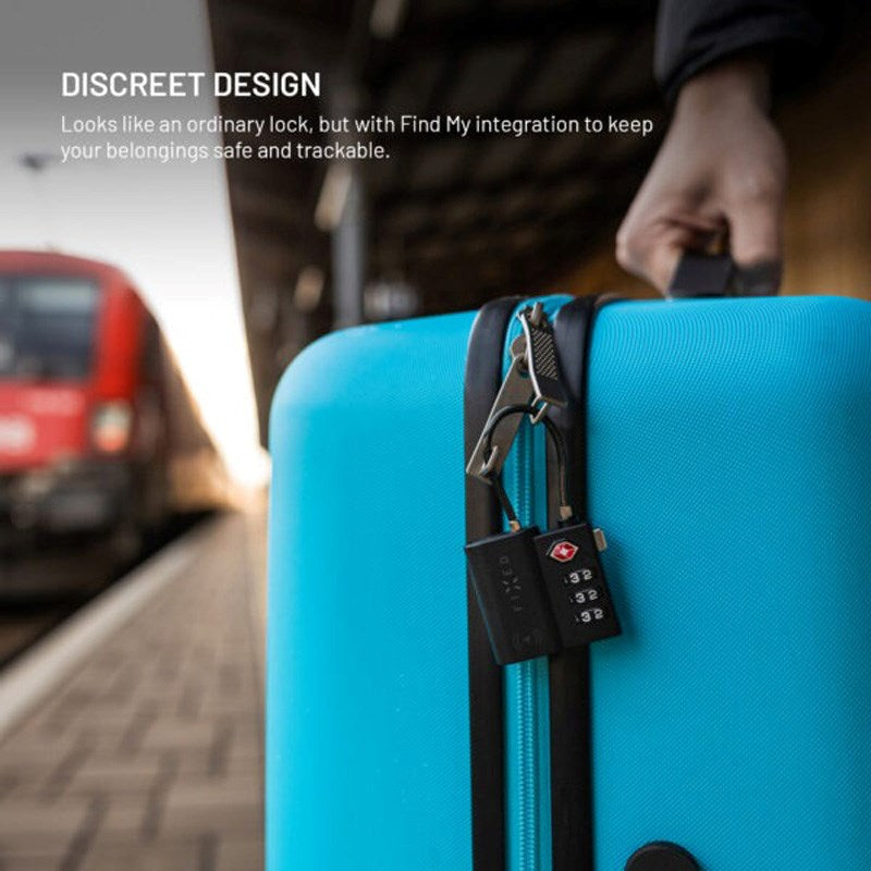 Fixed Sporingsenhed - TSA-Godkendt Hængelås - Apple Find My Kompatibel - Sort