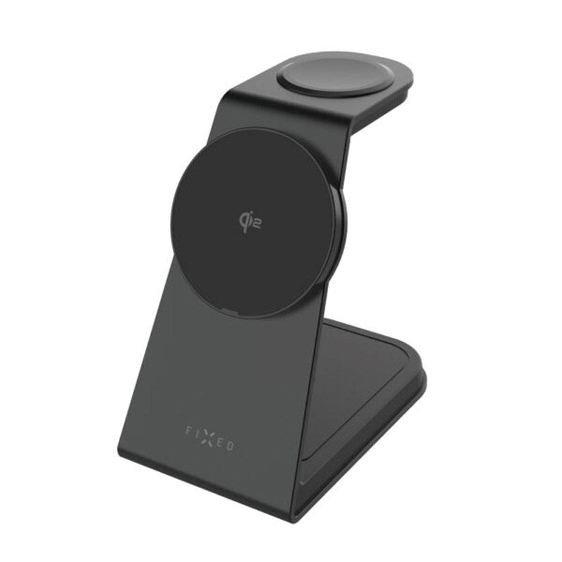 FIxed 3-i-1 Trådløs Opladningsdock 15W til Smartphone / Apple Watch / AirPods - Sort