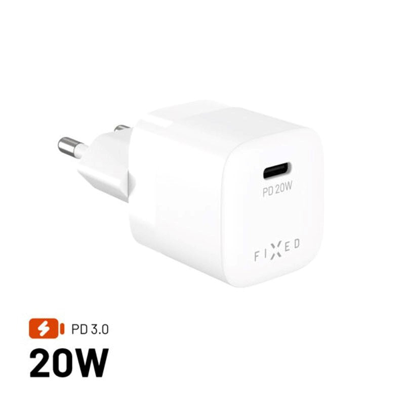 Fixed 20W Mini Vægoplader m. USB-C & Power Delivery - Hvid