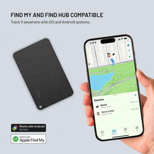 Fixed MiCard GPS & Bluetooth Tracker til Apple & Android - Sort