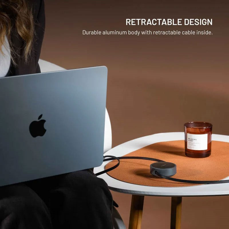 Fixed Udtrækkeligt Kabel - USB-C til USB-C - 100W - 1m - Sort