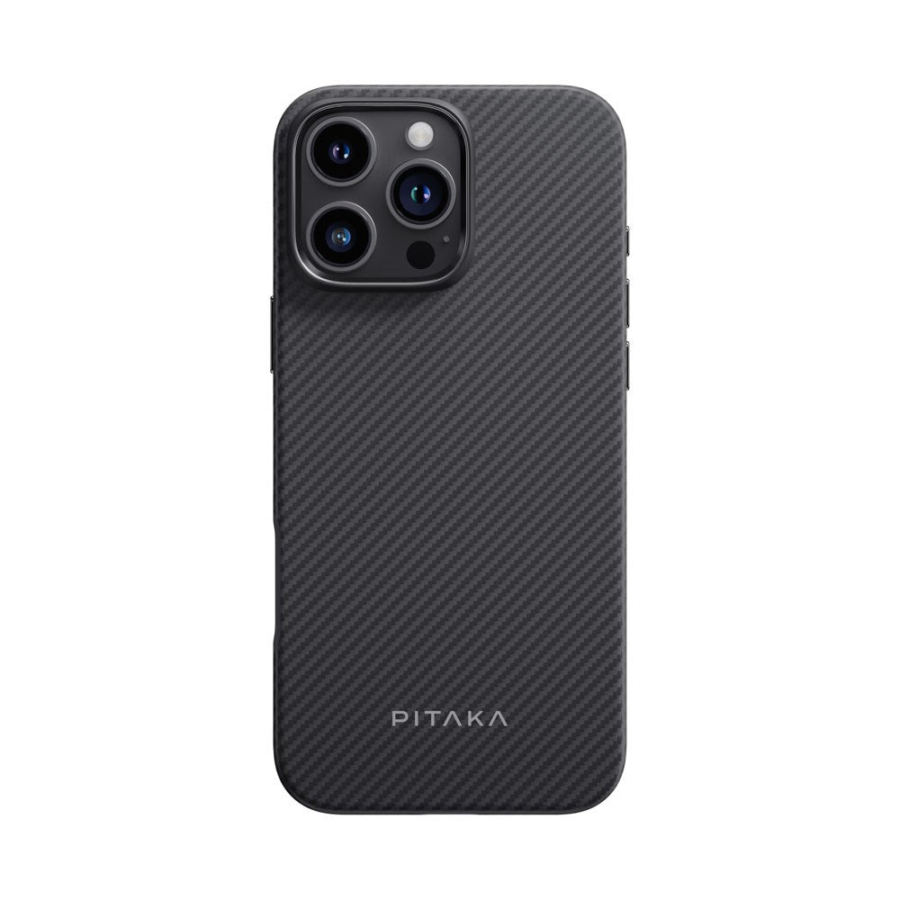 PITAKA iPhone 16 Pro Max Military Grade Protective Bagside Cover - MagSafe Kompatibel - Black / Grey