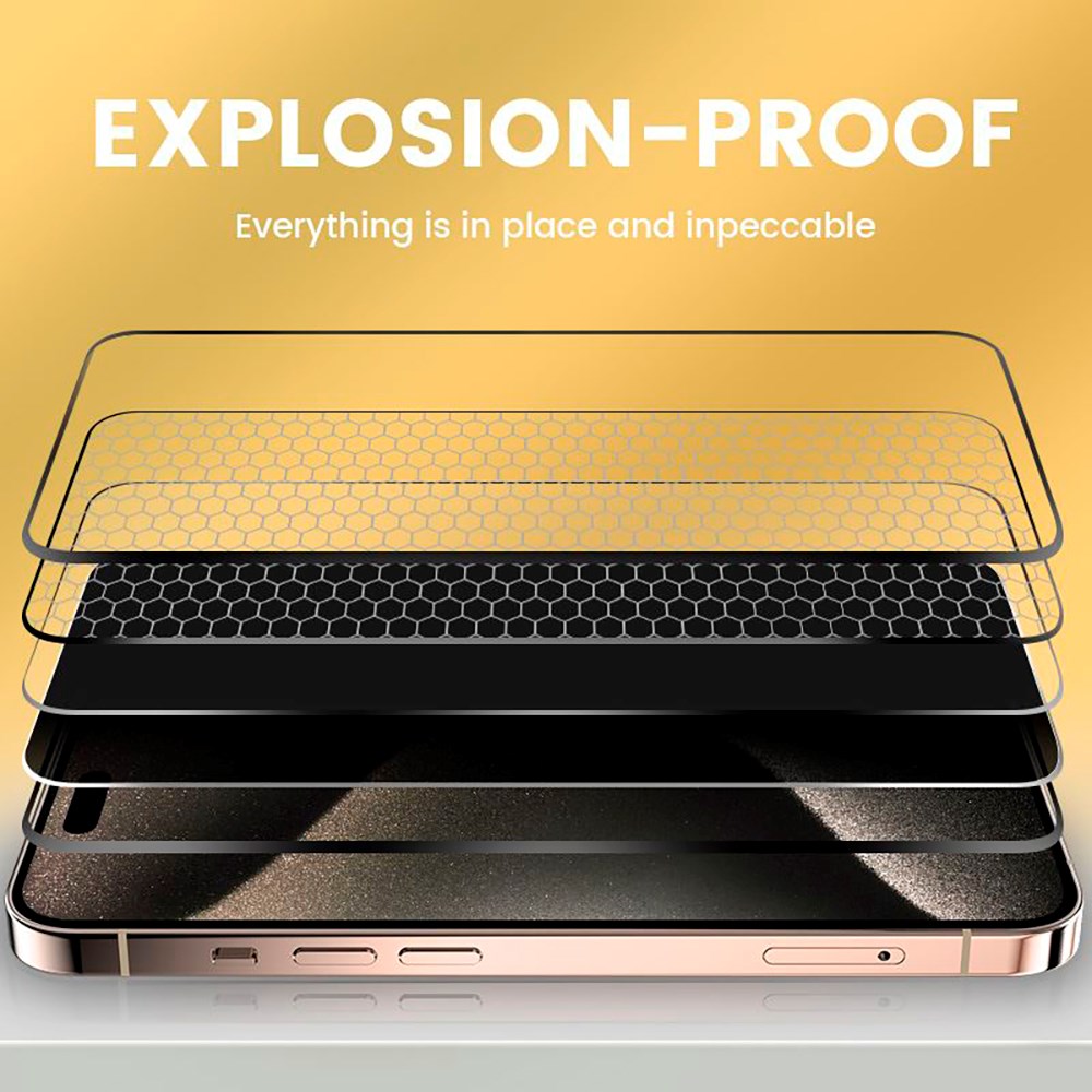 iPhone 15 Pro Mobile Origin skjermbeskytter m. Personvernfunksjon - Veskevennlig - 2 Pack - Black Edge