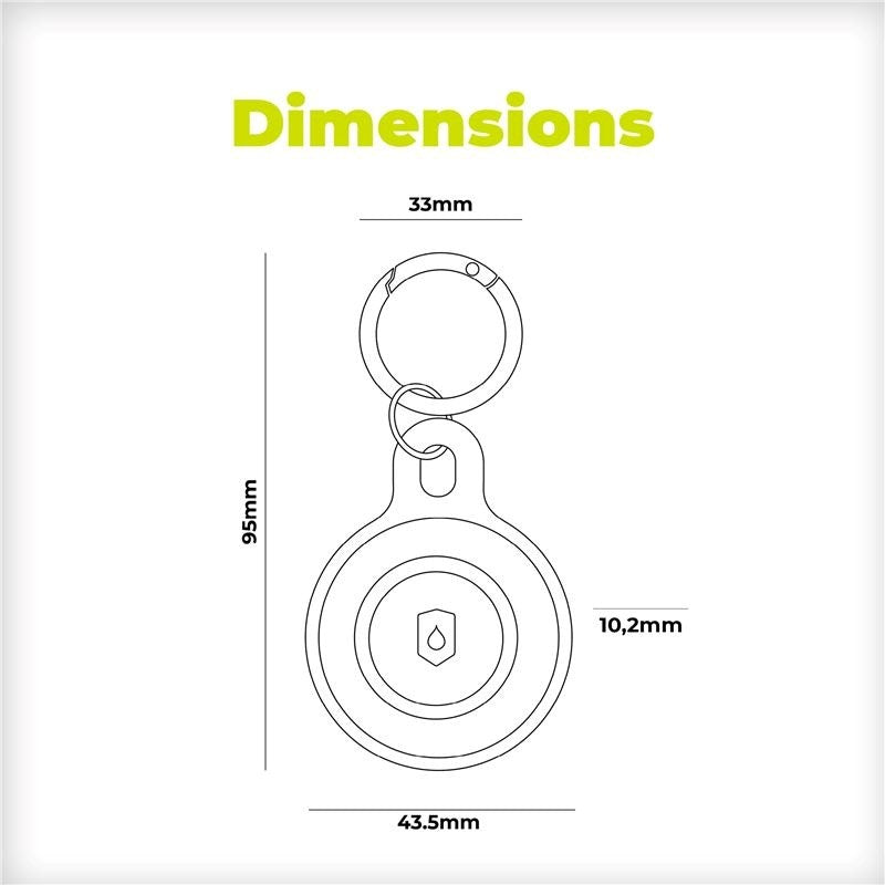 Mobile Origin vannavstøtende silikon AirTag Holder m. Nøkkelring - Hvit