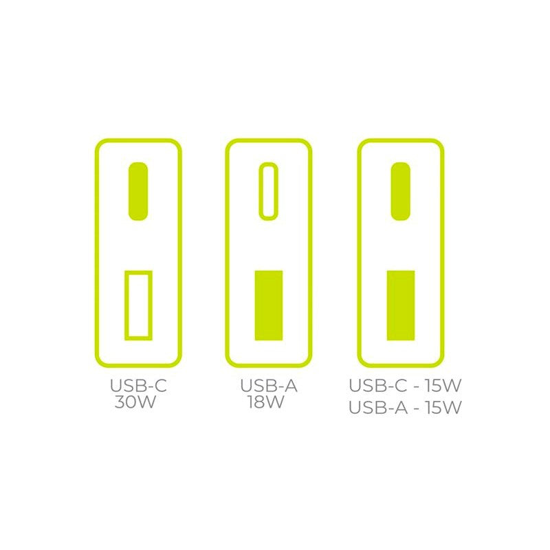 Mobile Origin - MO16 30W Slim Vægoplader m. 1x USB-C & 1x USB-A - Hvid