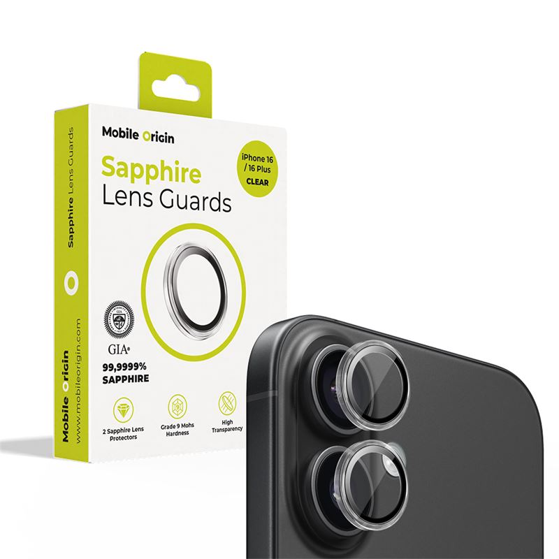 Mobile Origin Hærdet Glas Kamerabeskyttelse til iPhone 16 / 16 Plus - Gennemsigtig