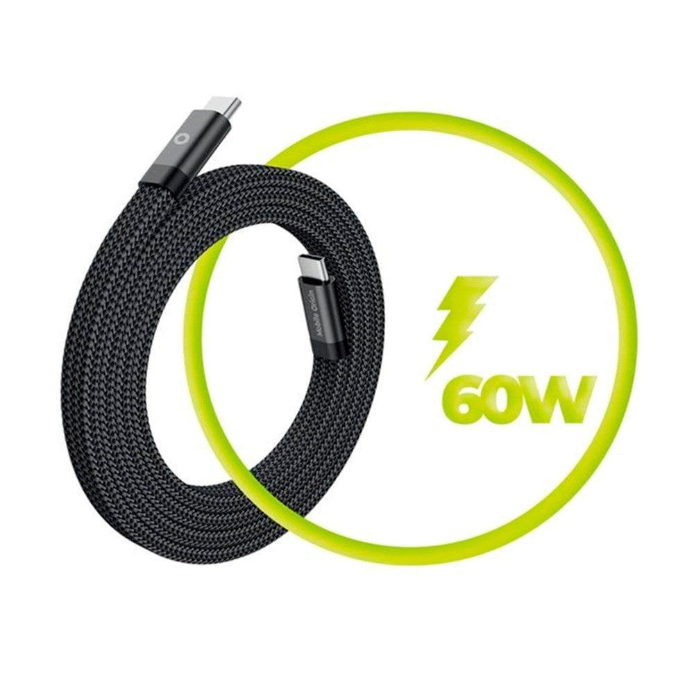 Mobile Origin - 1m Fladt Magnetisk USB-C til USB-C Kabel - Sort