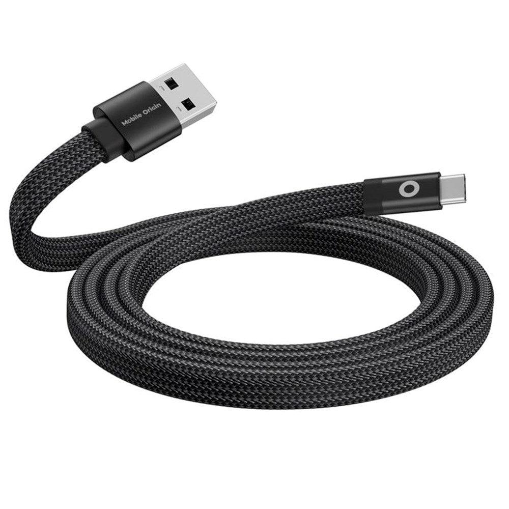 Mobile Origin - 1m Fladt Magnetisk USB-A til USB-C Kabel - Sort