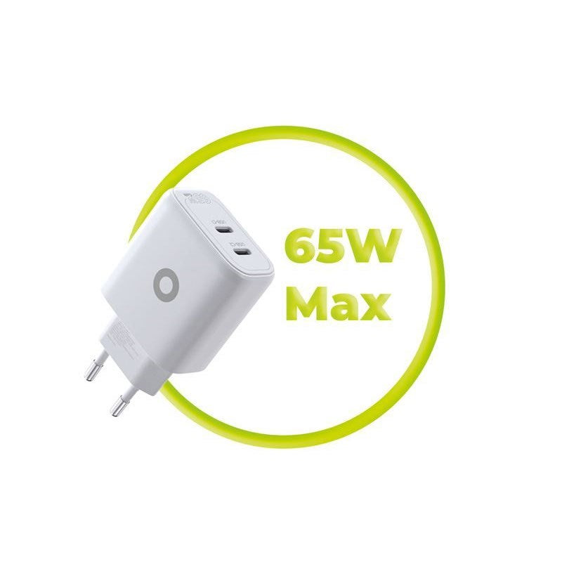 Mobile Origin GaN Vægoplader - 65W - 2 x USB-C - Hvid