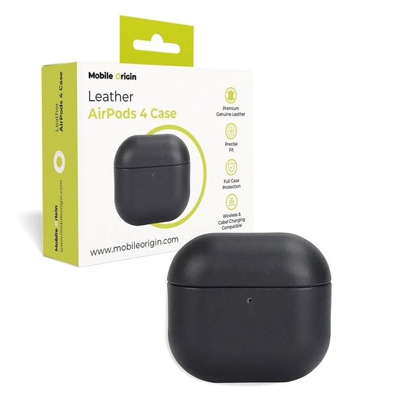 Apple AirPods (4. Gen.) Mobile Origin Ægte Læder Etui - Sort
