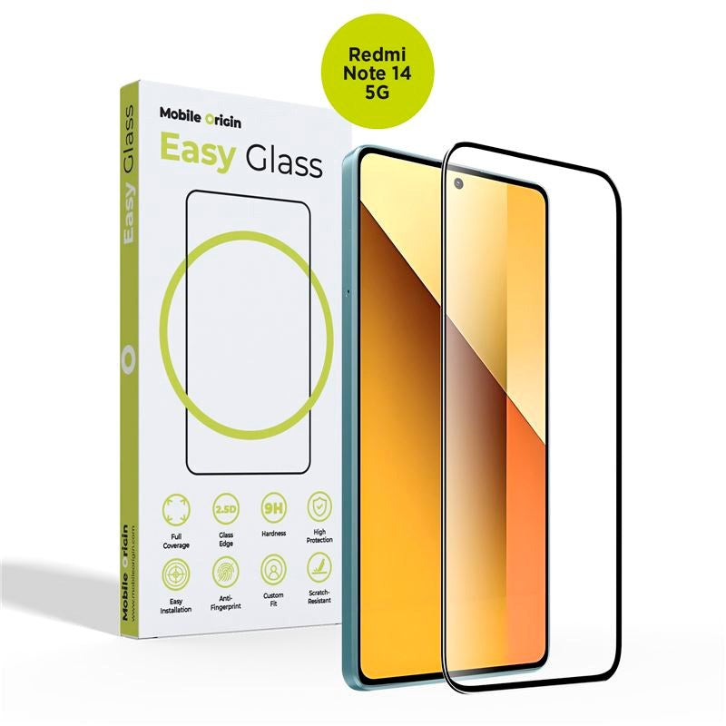 Mobile Origin - Xiaomi Redmi Note 14 (5G) - EasyGlass Skærmbeskyttelsesglas - Gennemsigtig