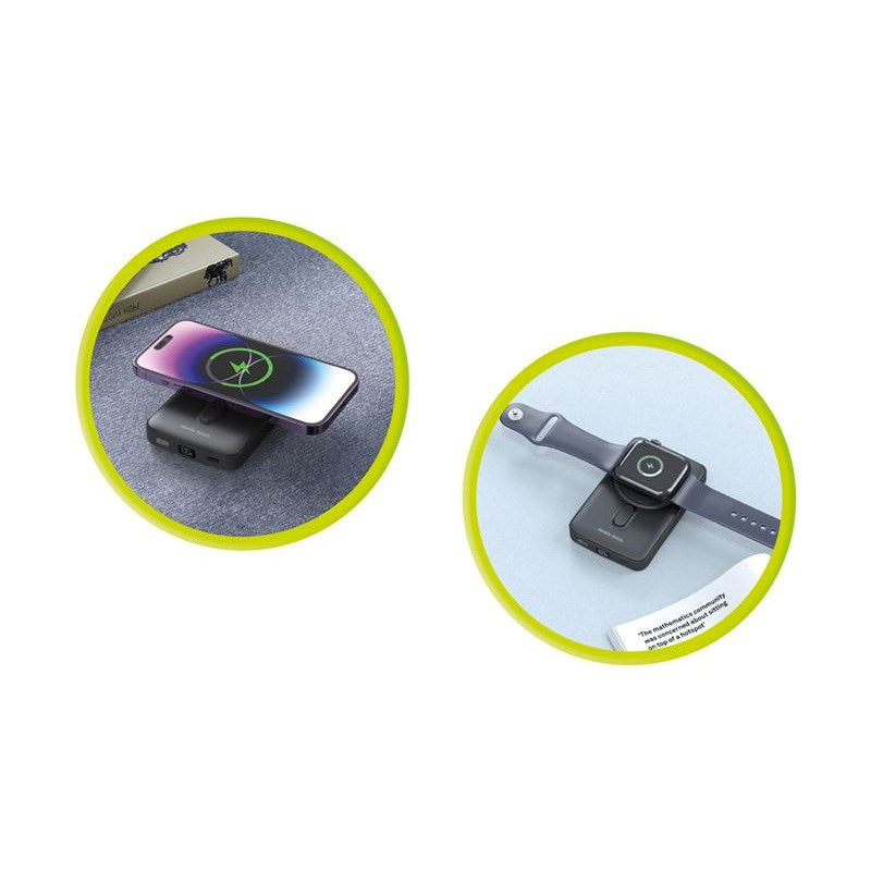 Mobile Origin Powerbank til Smartphone / Apple Watch - 20W - 10.000mAh - LCD-Display - USB-C Stik - Grå