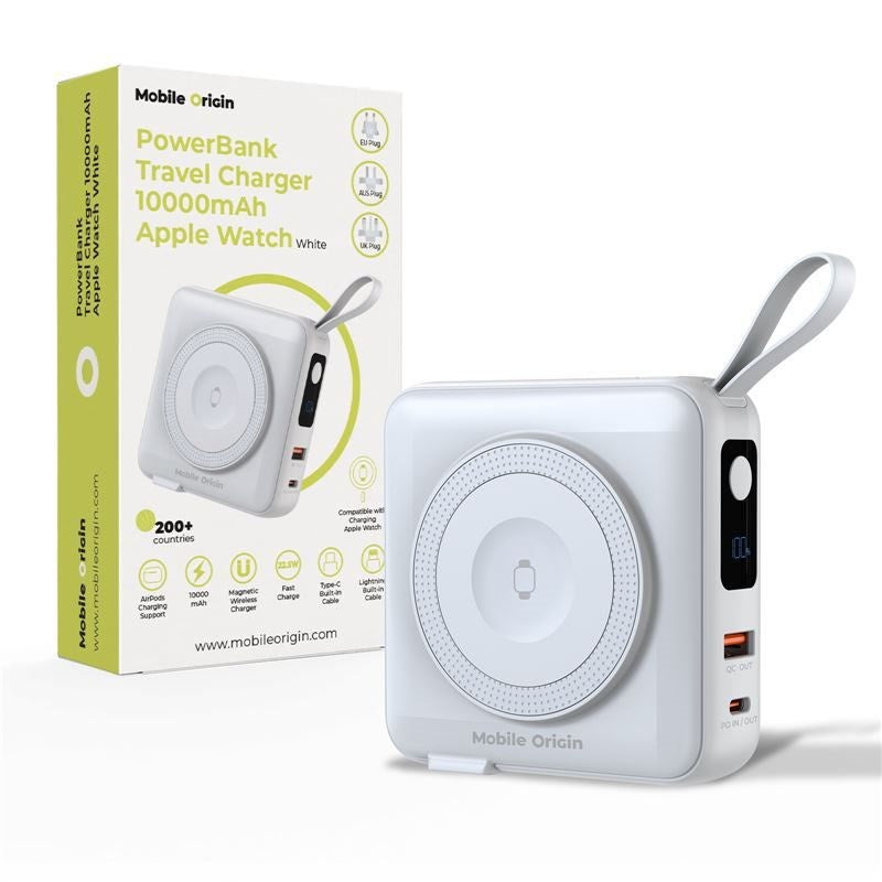 Mobile Origin PowerBank Rejseoplader - MagSafe Kompatibel - 10.000 mAh - Hvid