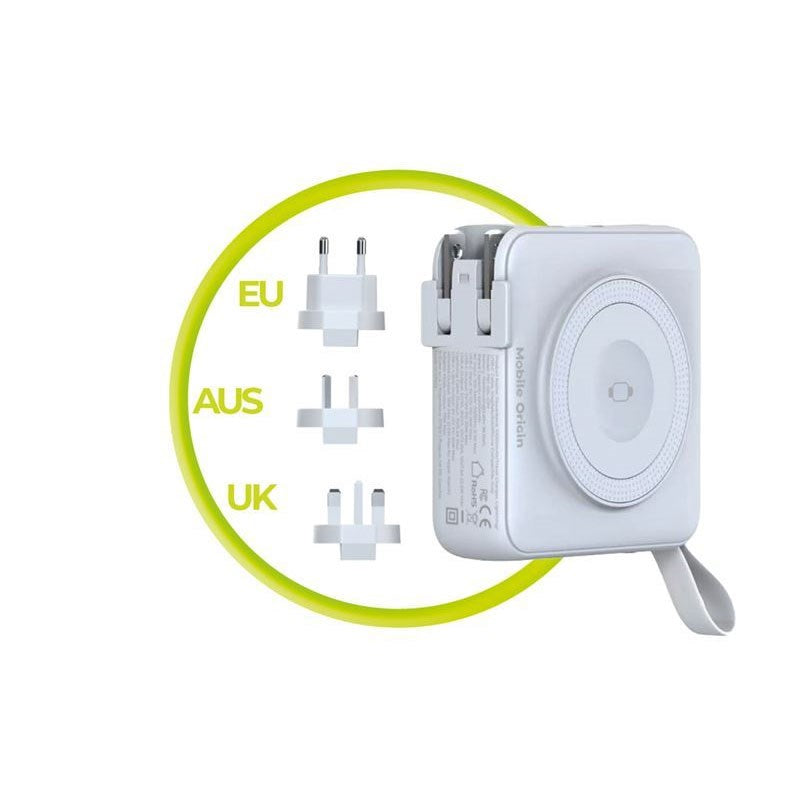 Mobile Origin PowerBank Rejseoplader - MagSafe Kompatibel - 10.000 mAh - Hvid