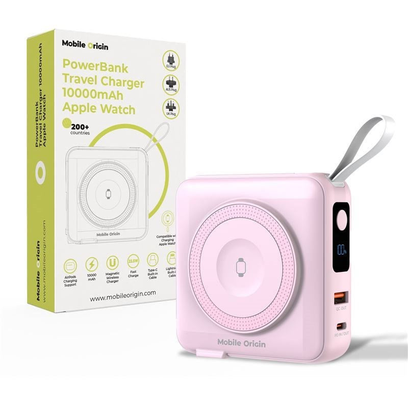 Mobile Origin PowerBank Rejseoplader - MagSafe Kompatibel - 10.000 mAh - Lyserød