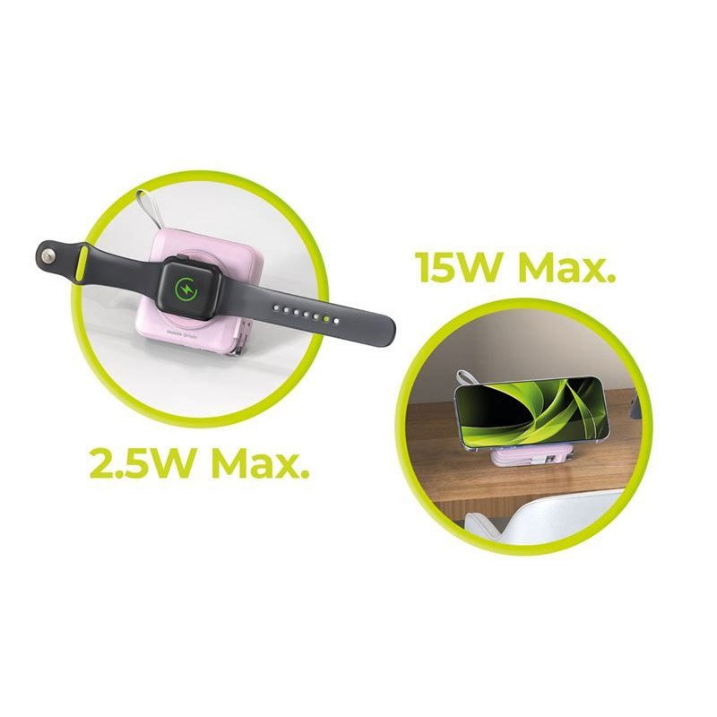 Mobile Origin PowerBank Rejseoplader - MagSafe Kompatibel - 10.000 mAh - Lyserød