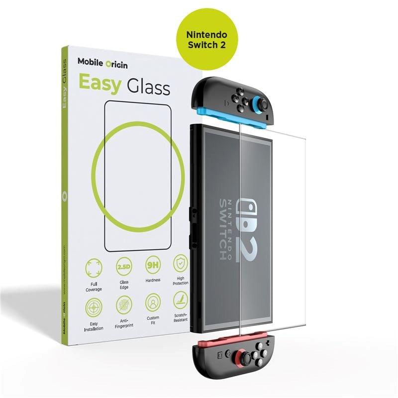 Mobile Origin Nintendo Switch 2 EasyGlass Skærmbeskyttelsesglas - Gennemsigtig