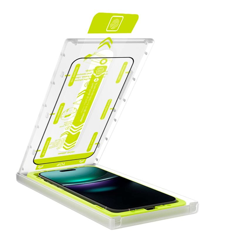 Mobile Origin iPhone 17 Pro Max Screen Guard Skærmbeskyttelse inkl. Monteringssæt - 2 stk. - Gennemsigtig / Sort Kant