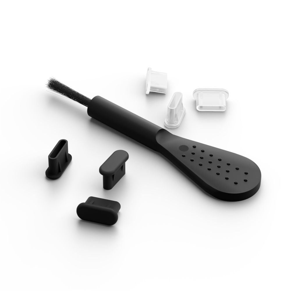 Mobile Origin Sæt - Rengøringsbørste & USB-C Støvbeskytter - Sort / Hvid