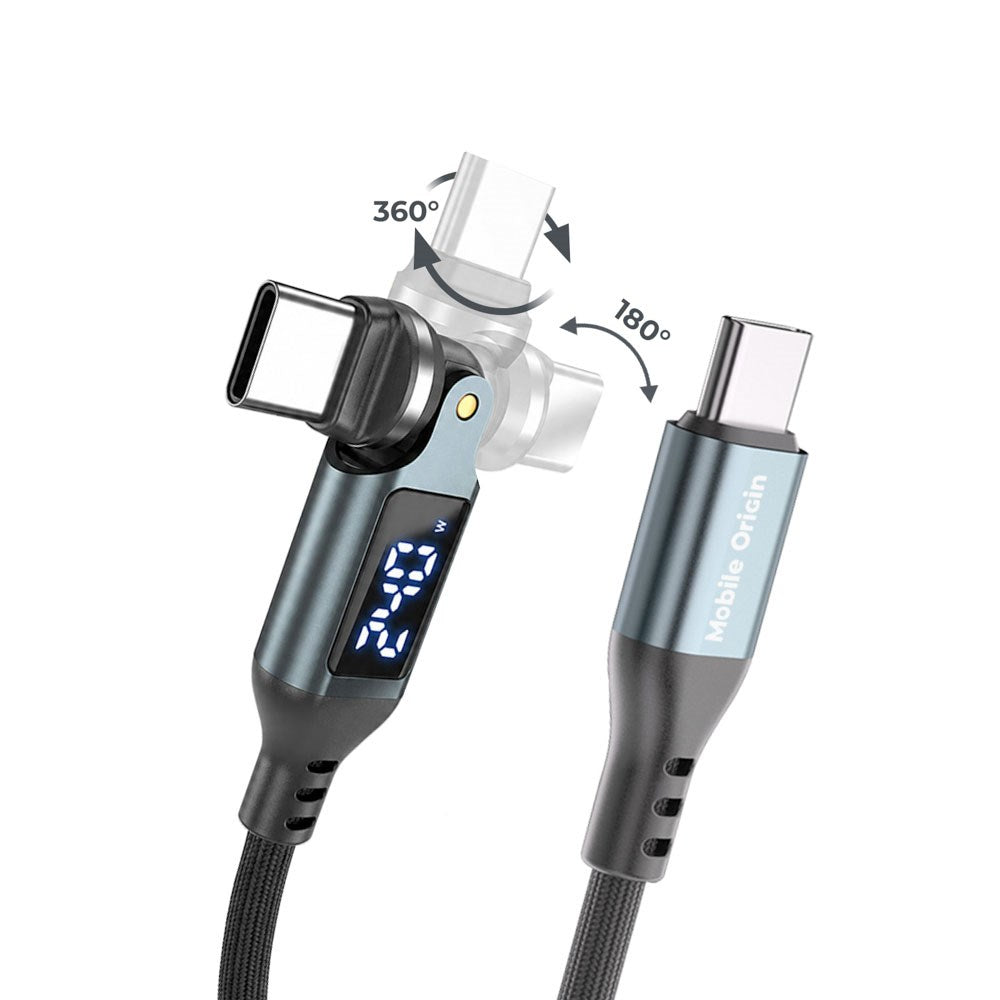Mobile Origin Display 540° Roterende USB-C til USB-C Kabel - 1.8m / 240W - Sort