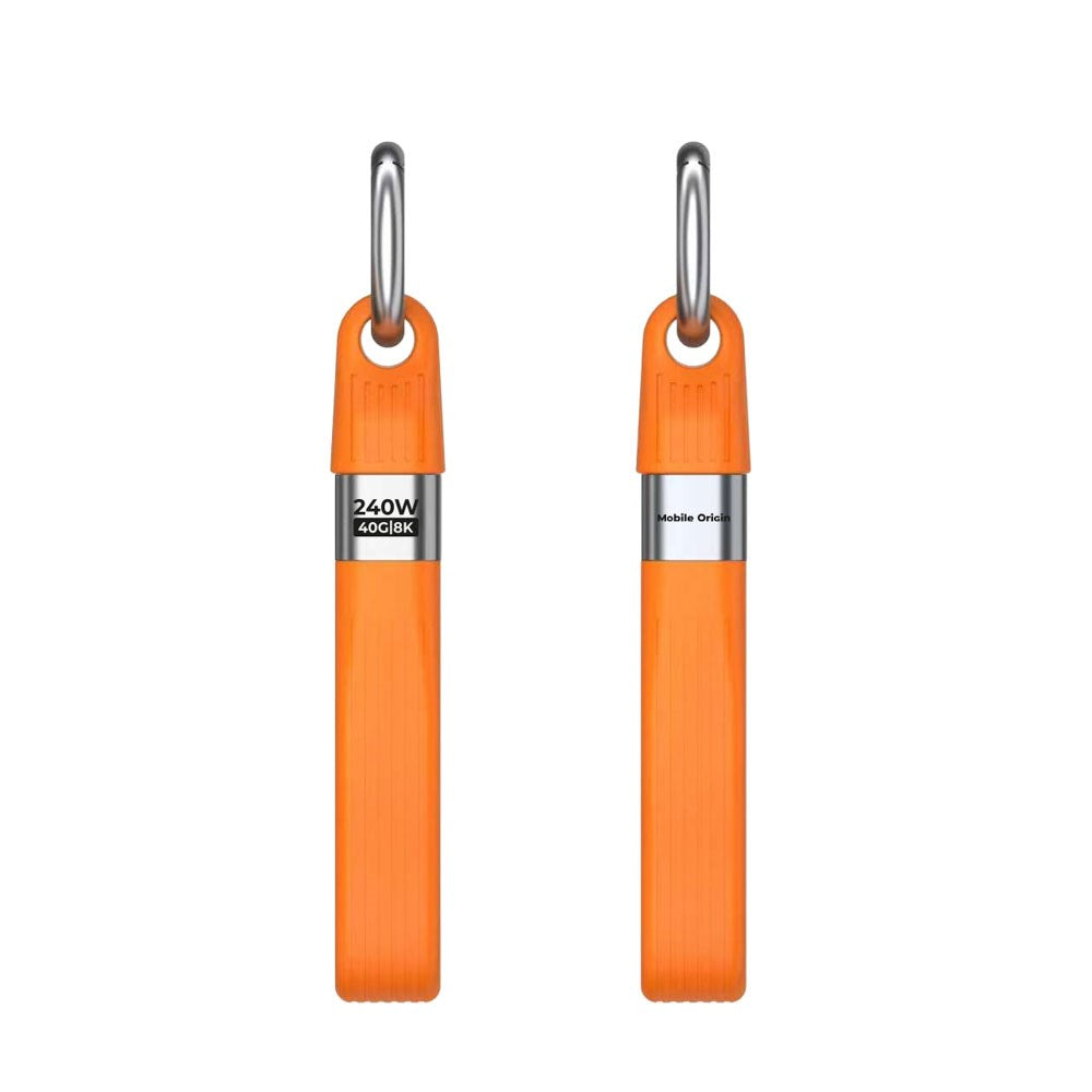 Mobile Origin 240W USB-C til USB-C Kabel m. Nøglering - 13cm - Orange