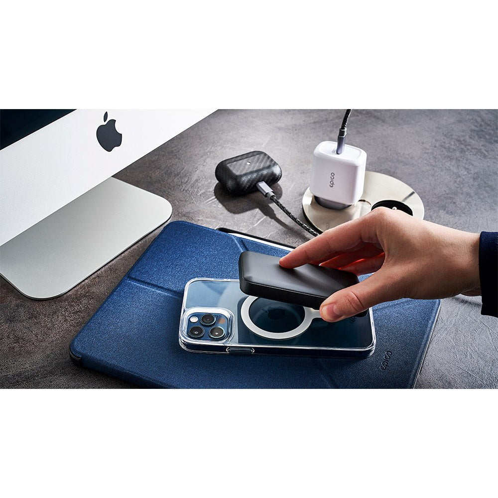 Epico 10W trådløs magnetisk Powerbank 5000 mAh w. USB-C-kabel - MagSafe-kompatibel - Svart