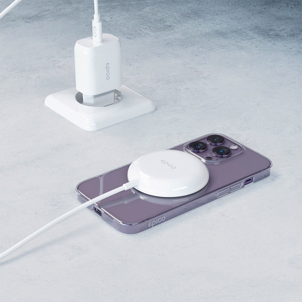 Epico 15W magnetisk trådløs lader m. 20W PD Vegglader - MagSafe-kompatibel - Hvit