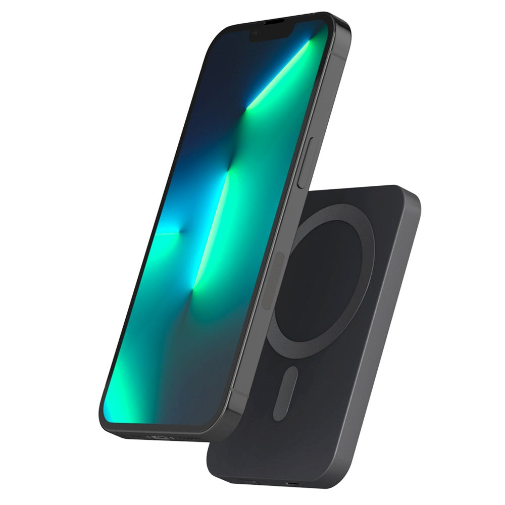 Epico 20W aluminium trådløs magnetisk Powerbank 5000 mAh w. USB-C-kabel - MagSafe-kompatibel - Space Grey