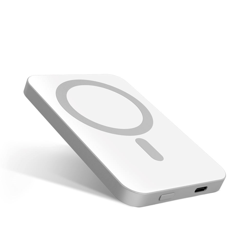 Epico 20W aluminium trådløs magnetisk Powerbank 5000 mAh w. USB-C-kabel - MagSafe-kompatibel - Sølv