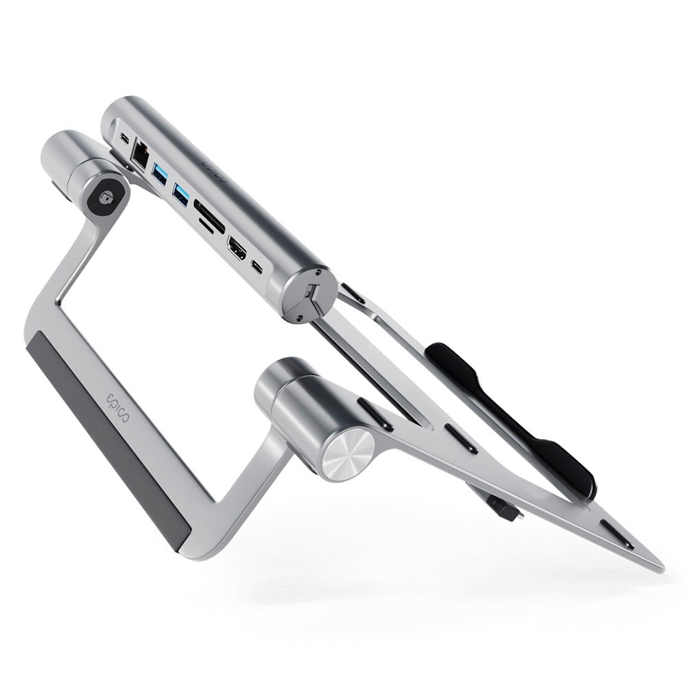 Epico 8-i-1 multiport USB-C-adapter m. Bærbar stativ - Space Grey