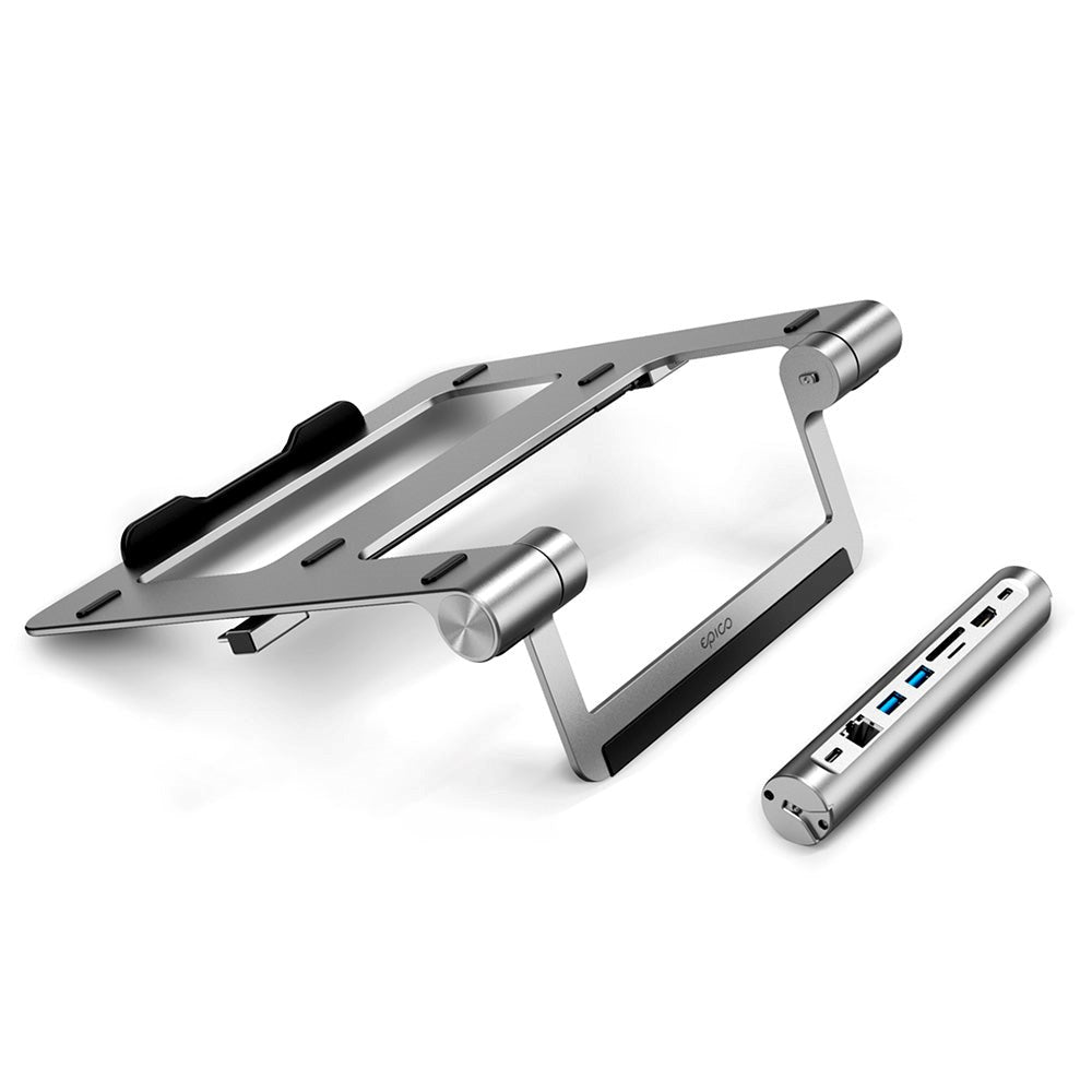 Epico 8-i-1 multiport USB-C-adapter m. Bærbar stativ - Space Grey