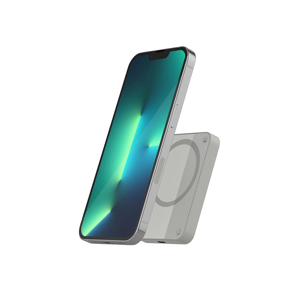 Epico 15W trådløs magnetisk Powerbank 4200 mAh w. USB-C & Lightning-kabel - MagSafe-kompatibel - Grå