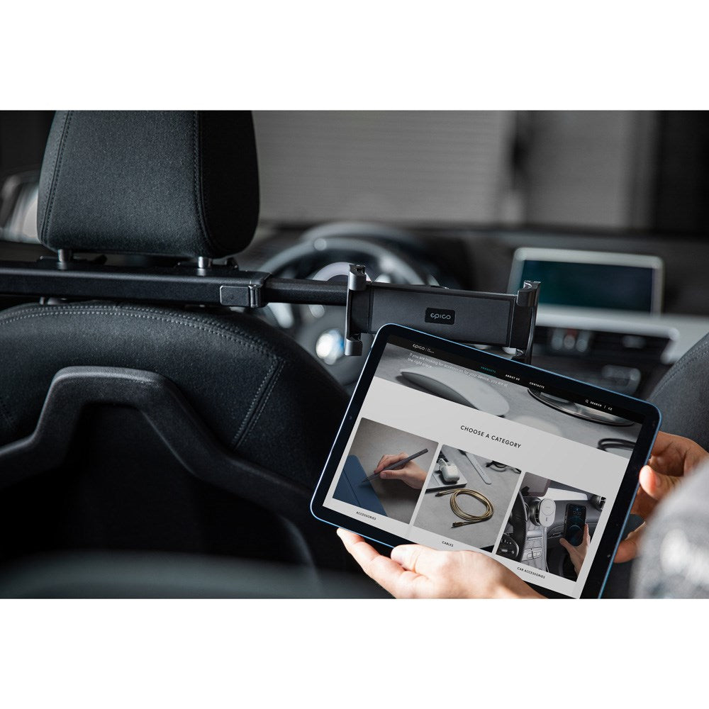 Epico Mobil og Tabletholder m. Udtrækkelig Arm Til Bilens Nakkestøtte (140 - 285 mm) - Sort
