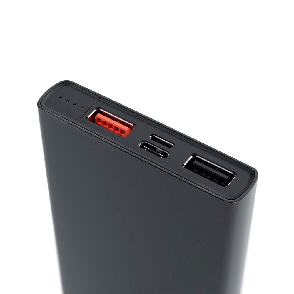 Spello Slim Power Delivery 18W Powerbank m. 2 x USB-A / 1 x USB-C og 1 x USB-C-kabel - 10 000 mAh - Svart