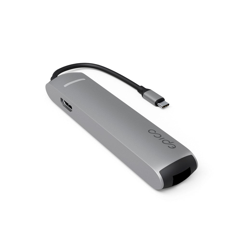 Epico 6-i-1 slank 8K USB-C-adapter - Space Grey