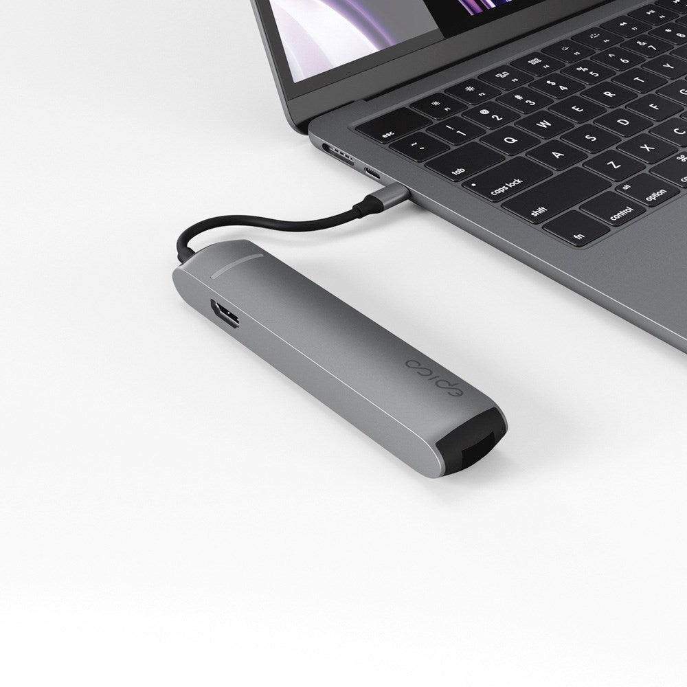 Epico 6-i-1 slank 8K USB-C-adapter - Space Grey