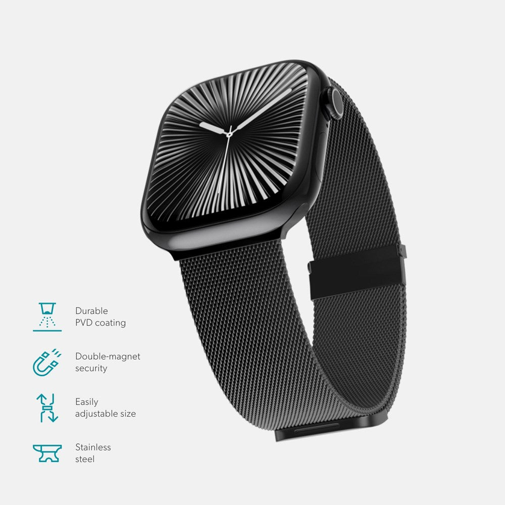 Apple Watch (38/40/SE/41/42 mm) Epico Milanese+ (pluss) rustfritt stålbånd - Space Grey