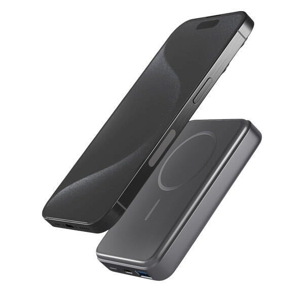 Epico Mag+ Aluminium PowerBank 10 000 mAh / 20 W - MagSafe-kompatibel - Grå