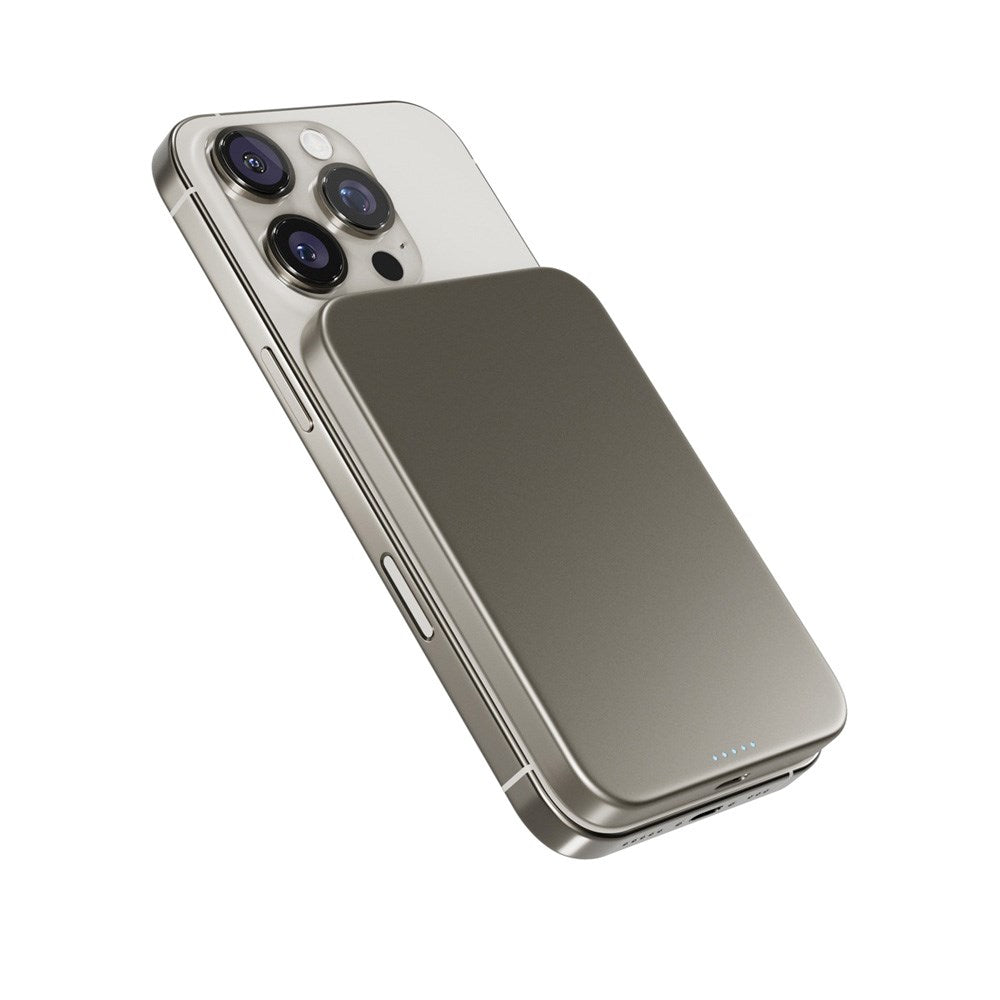 Epico 15W UltraPack EM51 5000 mAh Slim Alu Mag+ Power Bank - m. USB-C - Qi2 / MagSafe-kompatibel - Titanium