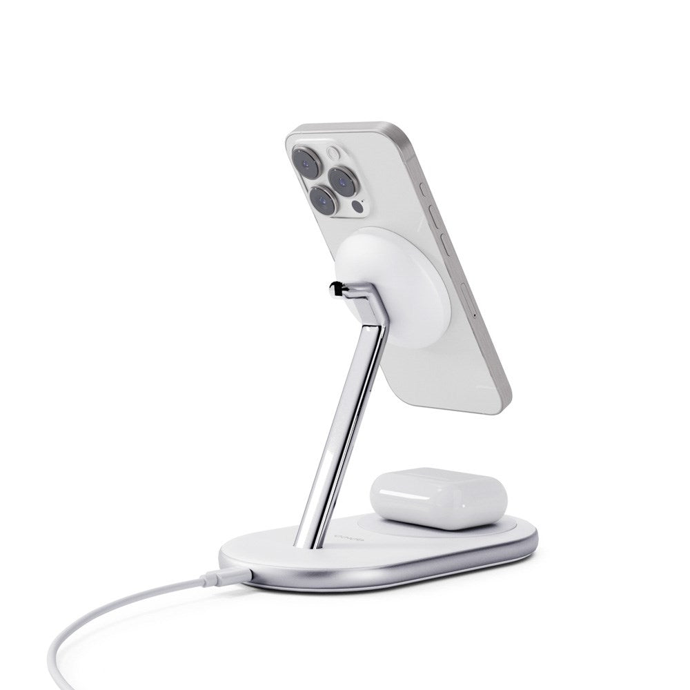 2-i-1 Mag+ trådløs lader - Epico UltraBase EX40 Qi2 - MagSafe-kompatibel - Hvit