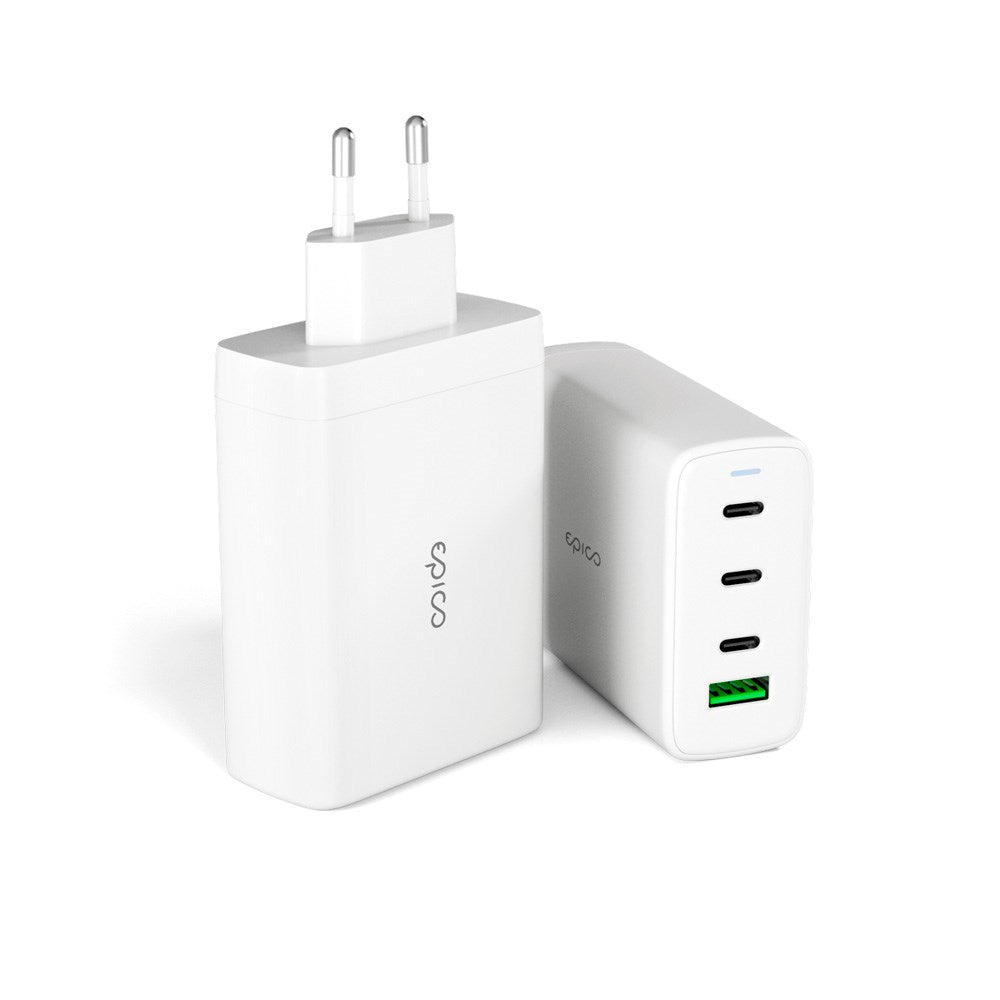 Epico - UltraBoost GaN 140W Vægoplader - 3x USB-C & 1x USB-A - Hvid