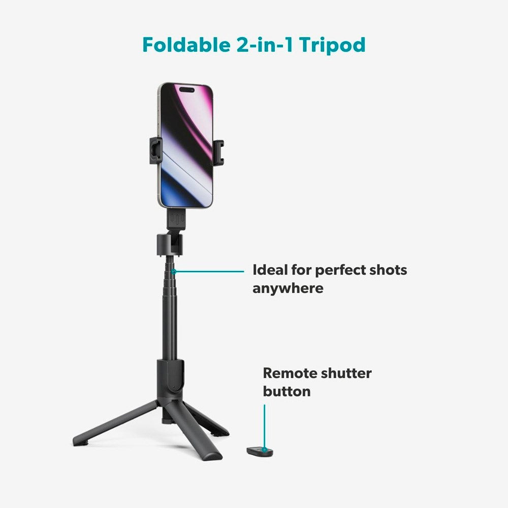 Foldbar Tripod Mag+ Selfie Stick - Epico - MagSafe Kompatibel - Sort