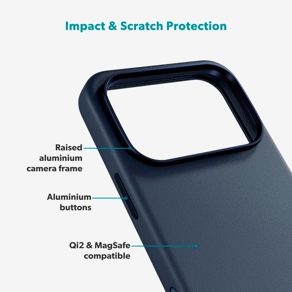 Epico Leather Pro Mag+ Cover - iPhone 17 Pro - MagSafe Kompatibel - Blå